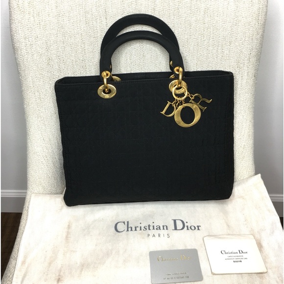 Authentic Christian Dior Lady Dior Canage Handbag black nylon canvas - Picture 16 of 16